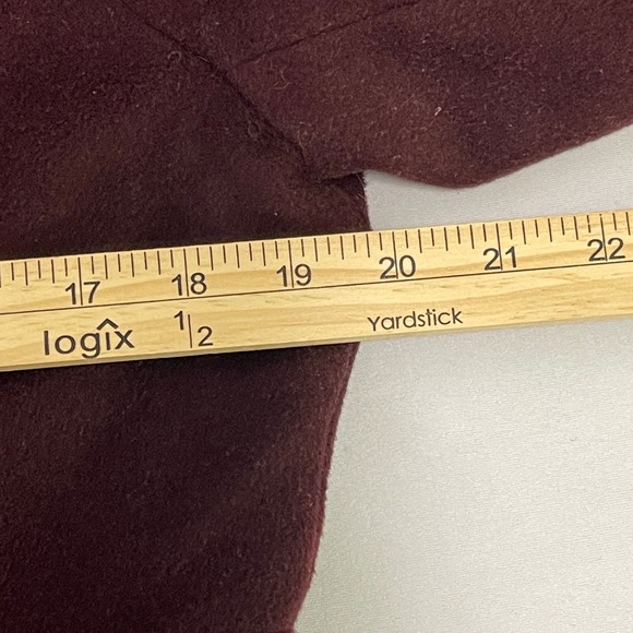 Cole Haan Wool Blend Coat Womens Size 10 Burgundy Gold Zip Snap Collared Winter - Picture 10 of 12